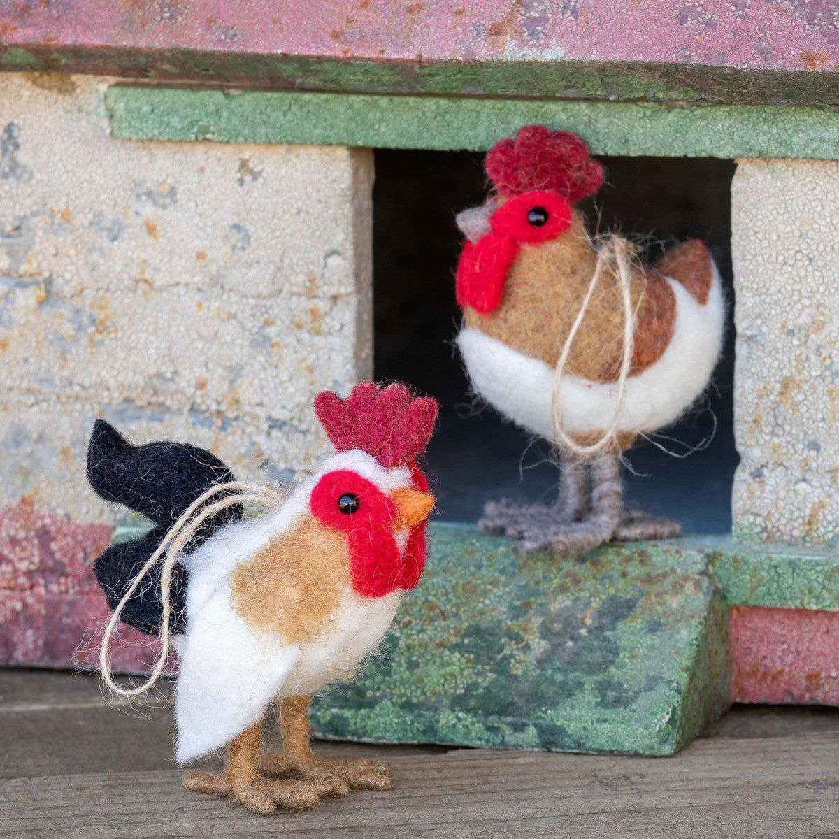 Wool Felted Farm Friends Ornaments, Size: Hen