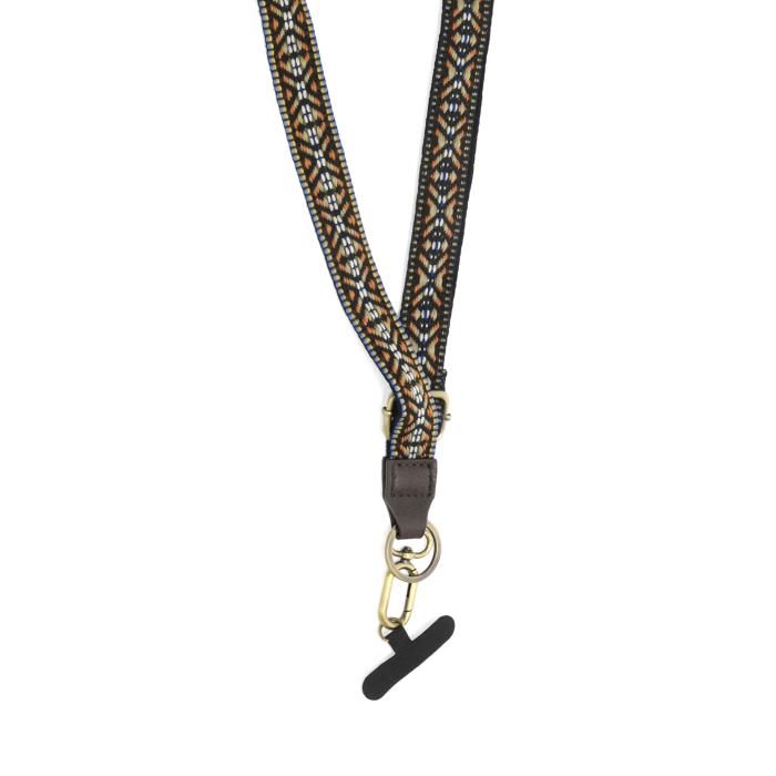 Adjustable Guitar Strap Lanyard 1", Color: Neutral Broad Embroidered Multi
