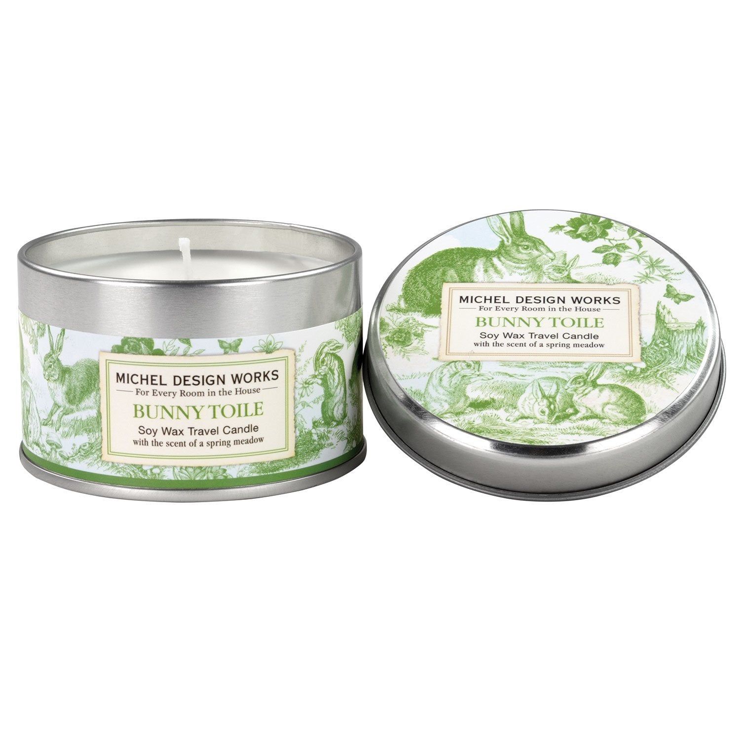 Assorted Soy Wax Travel Tin Candles, Style: Bunny Toile