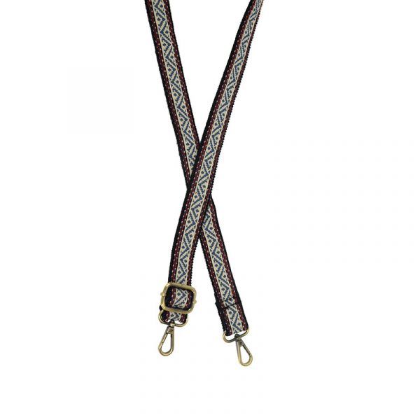 1" Wide Guitar Straps, Color: Blue/White Aztec Embroidered