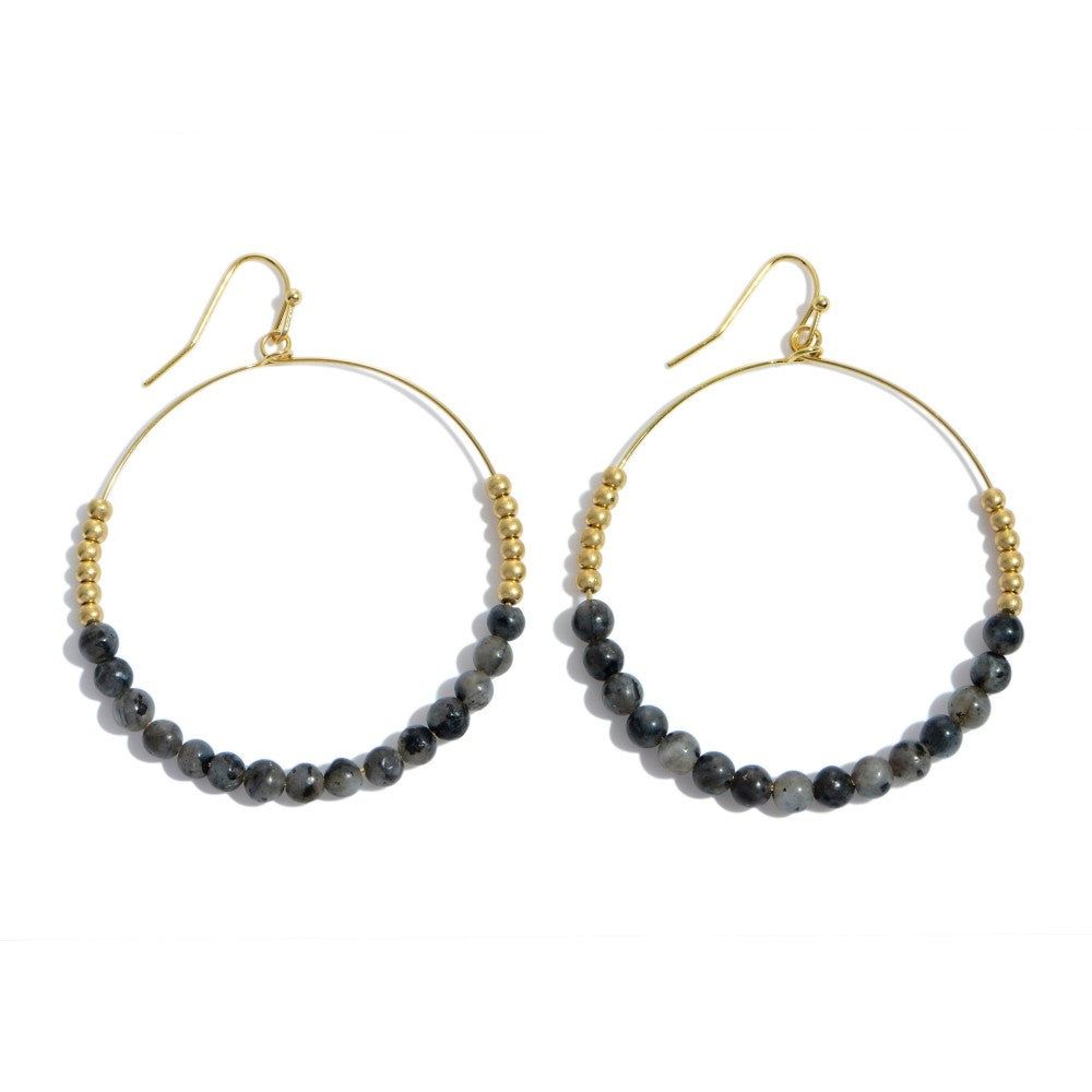 Nadia Beaded Circular Drop Earrings, Color: Black