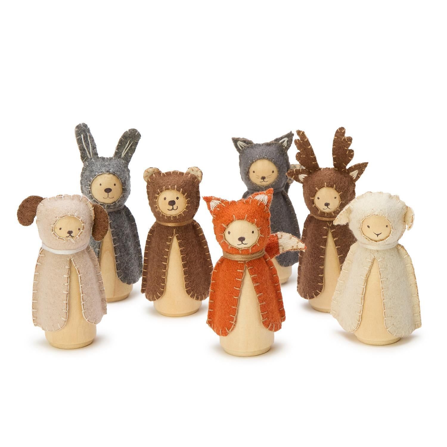 Handcrafted Woodland Felted and Wood Animals
