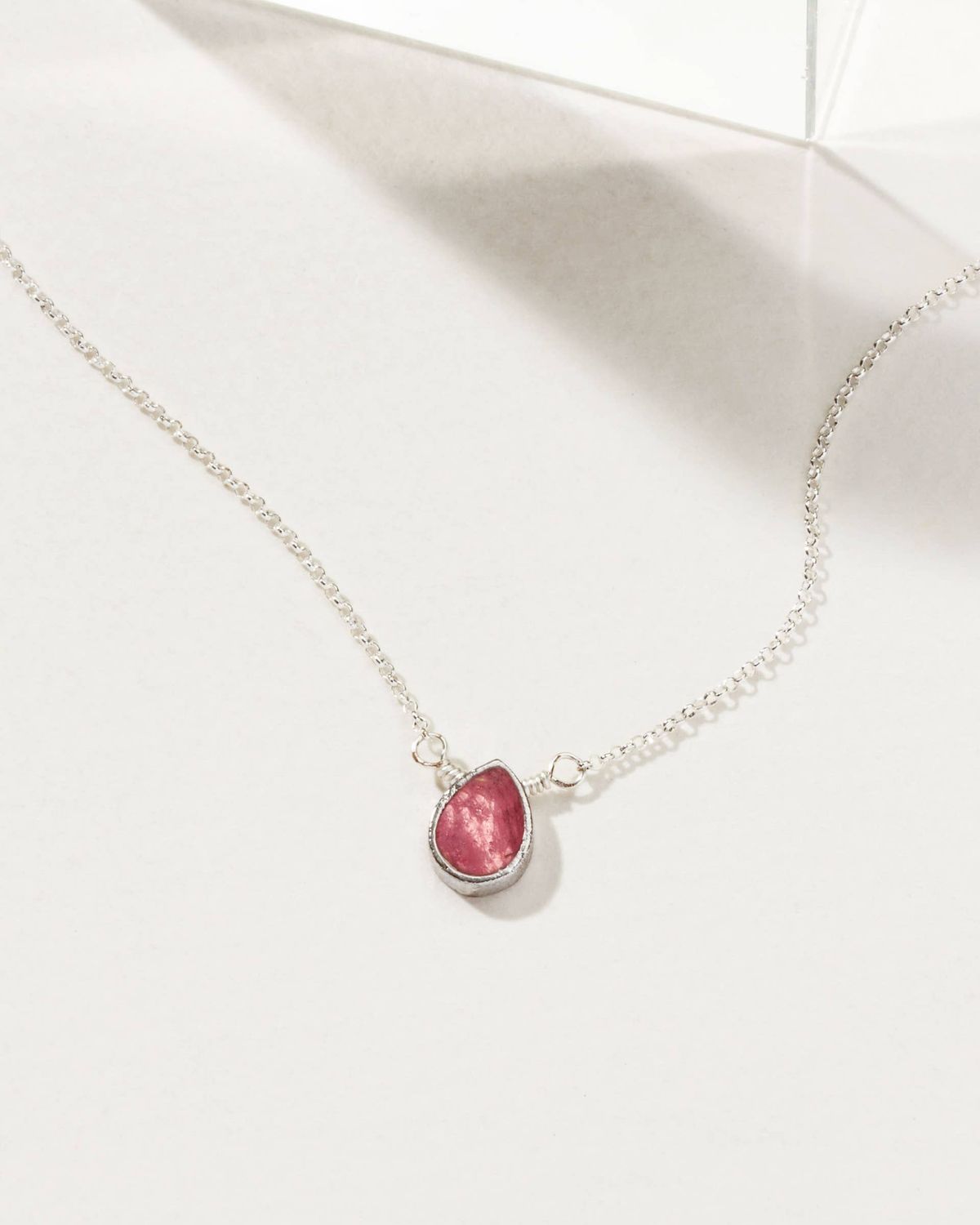 Silver &amp; Tourmaline Delicate Gemstone Necklace