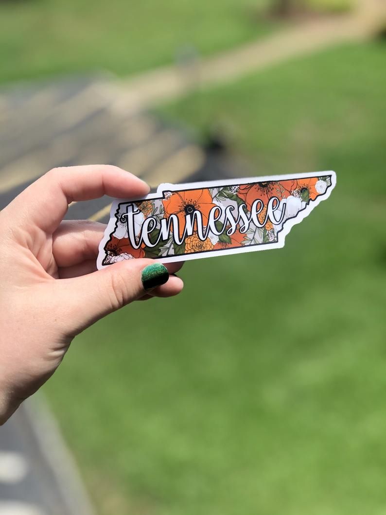 Tennessee Orange &amp; White Floral State Sticker