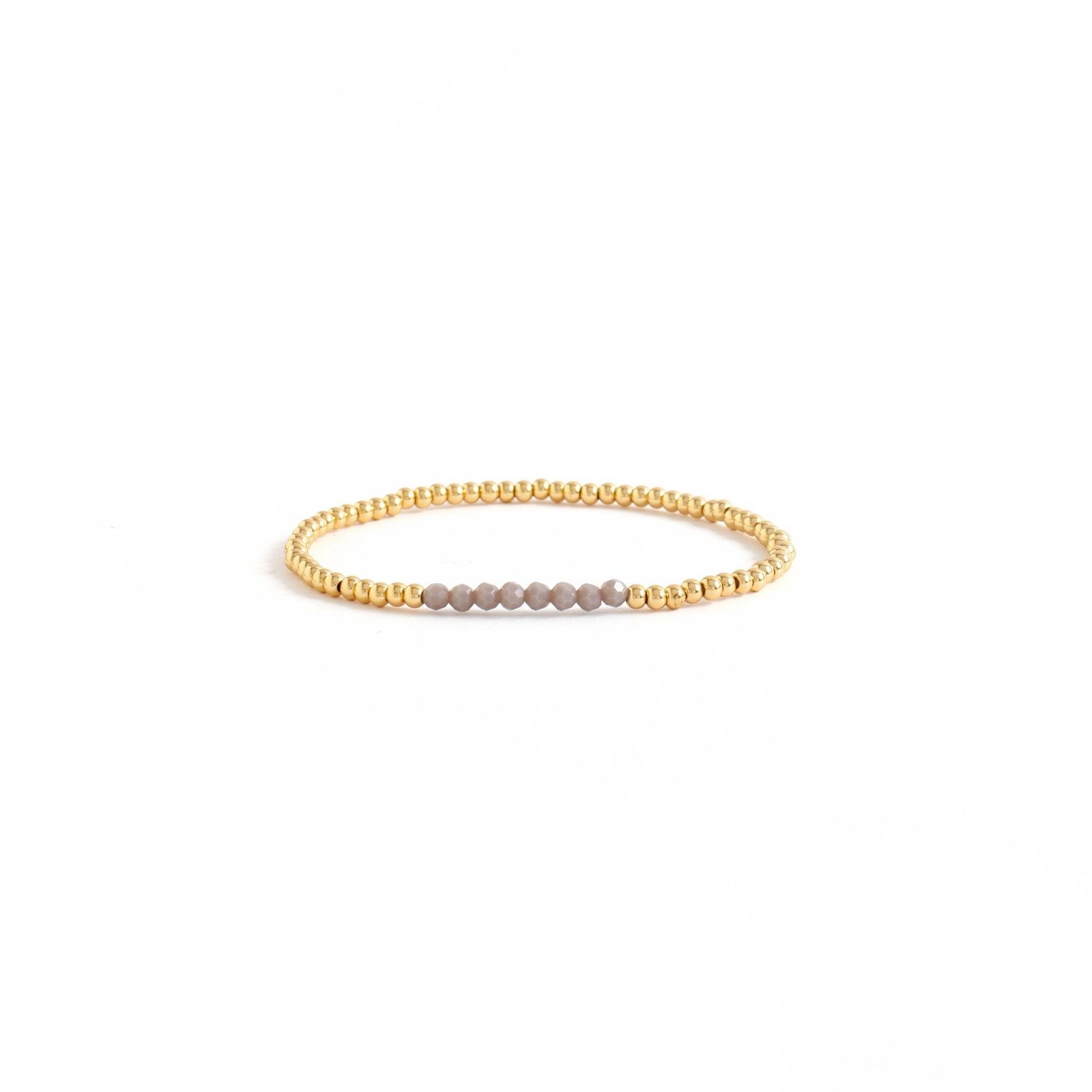 Dainty Crystal Accent Stretch Bracelets in Gold, Color: Gray