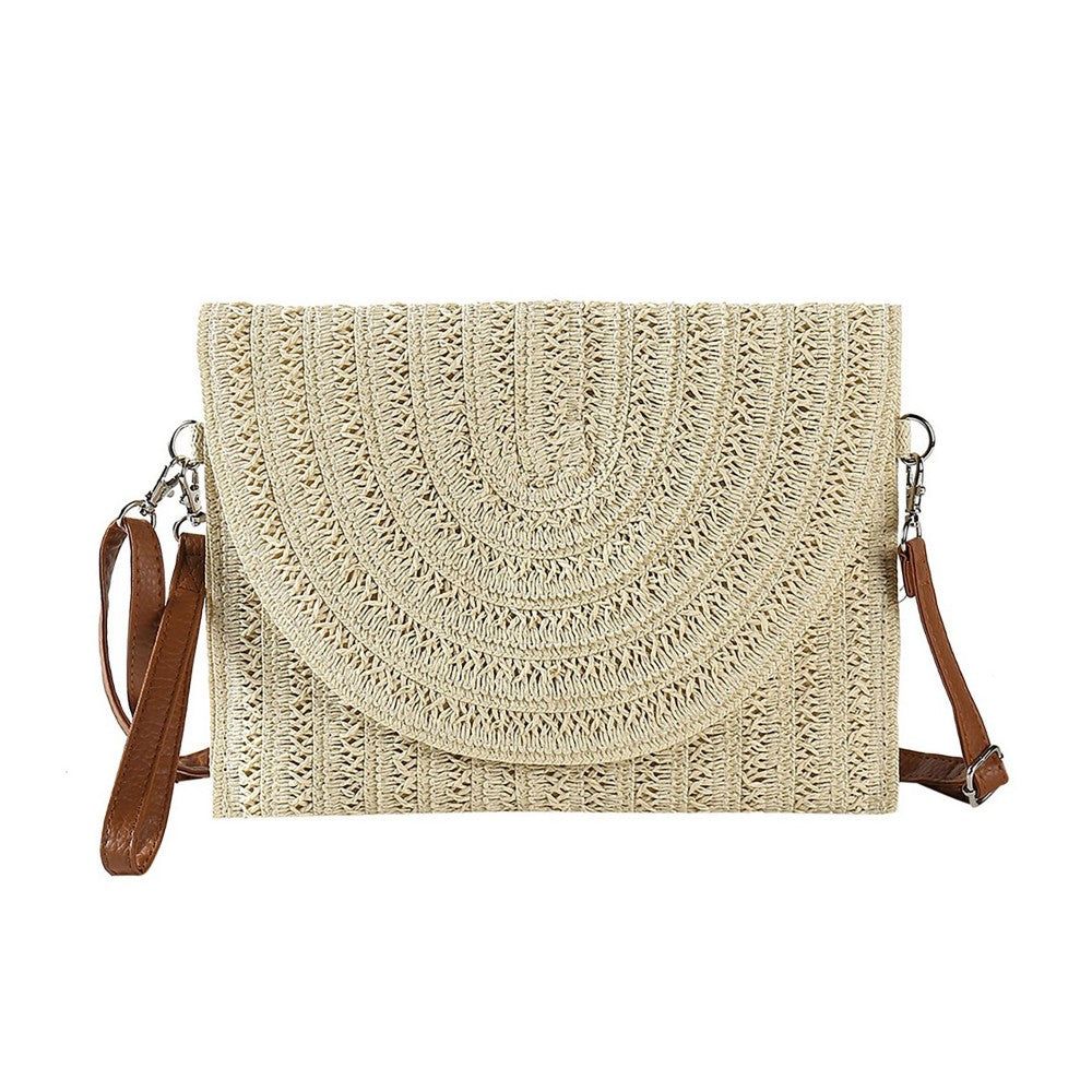 Straw Clutch &amp; Crossbody, Color: Beige