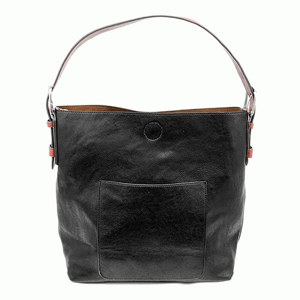 The Classic Hobo Handbag, Color: Black with Cedar Handle