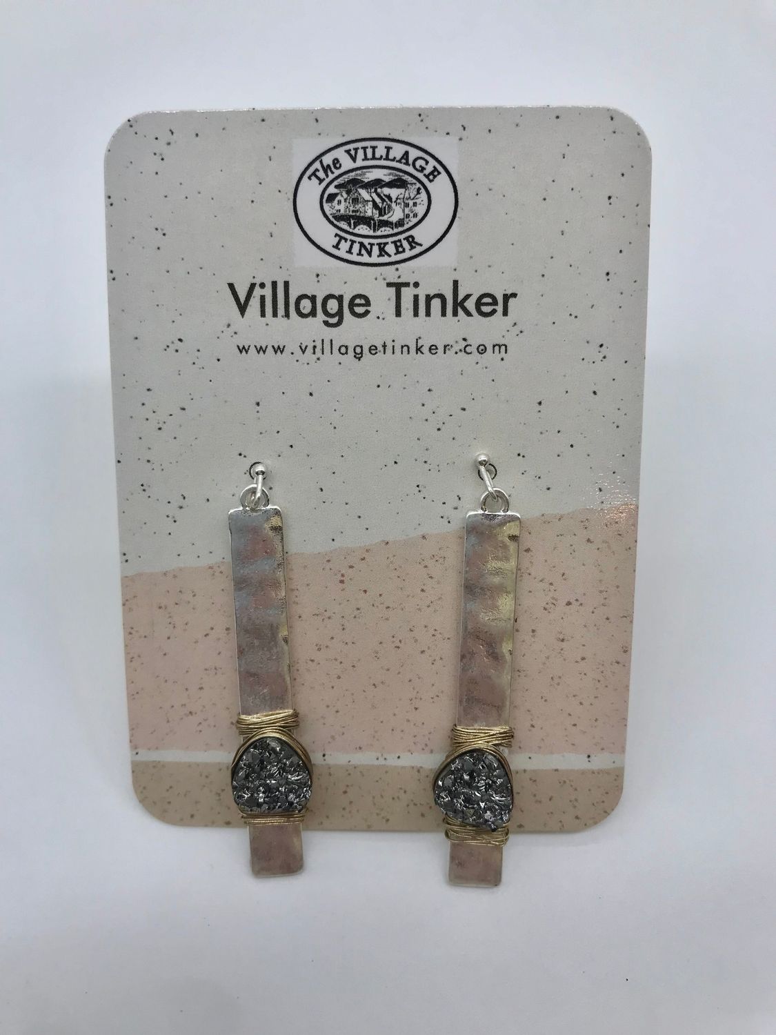 Arianna Hammered Drop Earrings, Color: Hematite