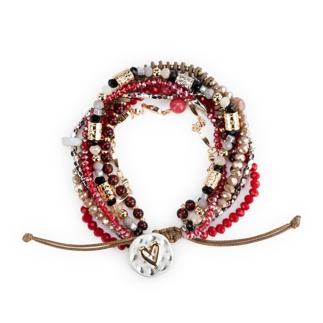 Beaded Love Bracelet, Color: Garnet
