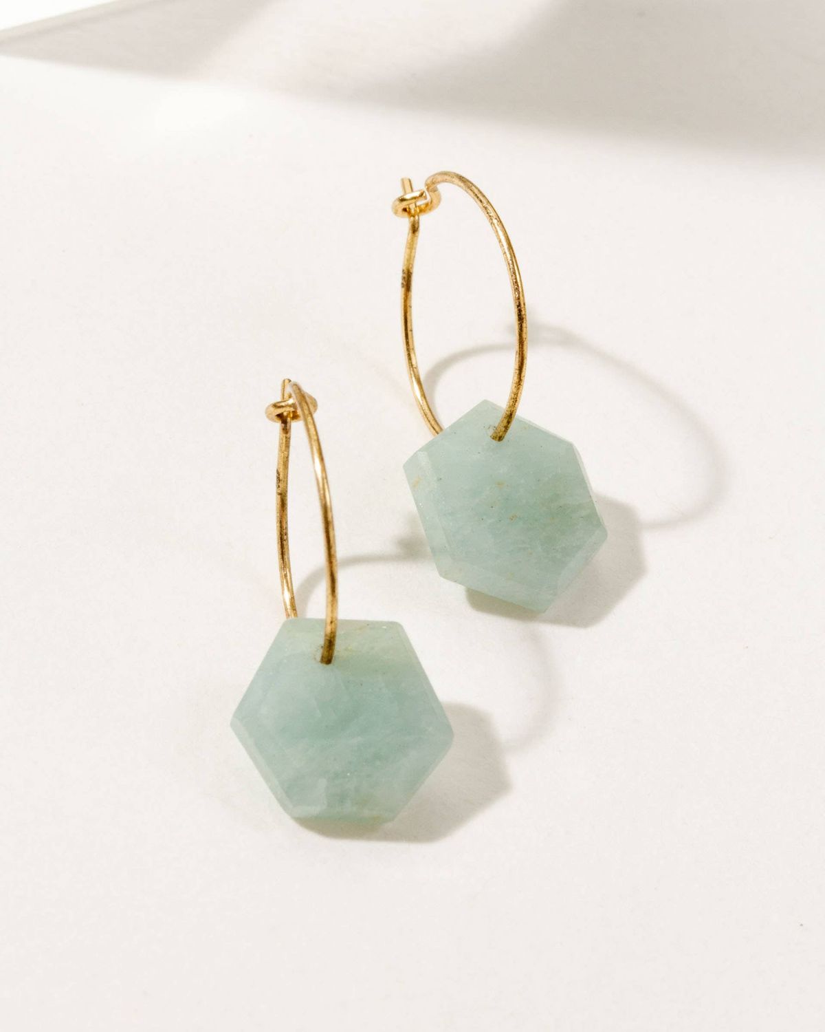 Geometry Mini Hoop Earrings in Aquamarine