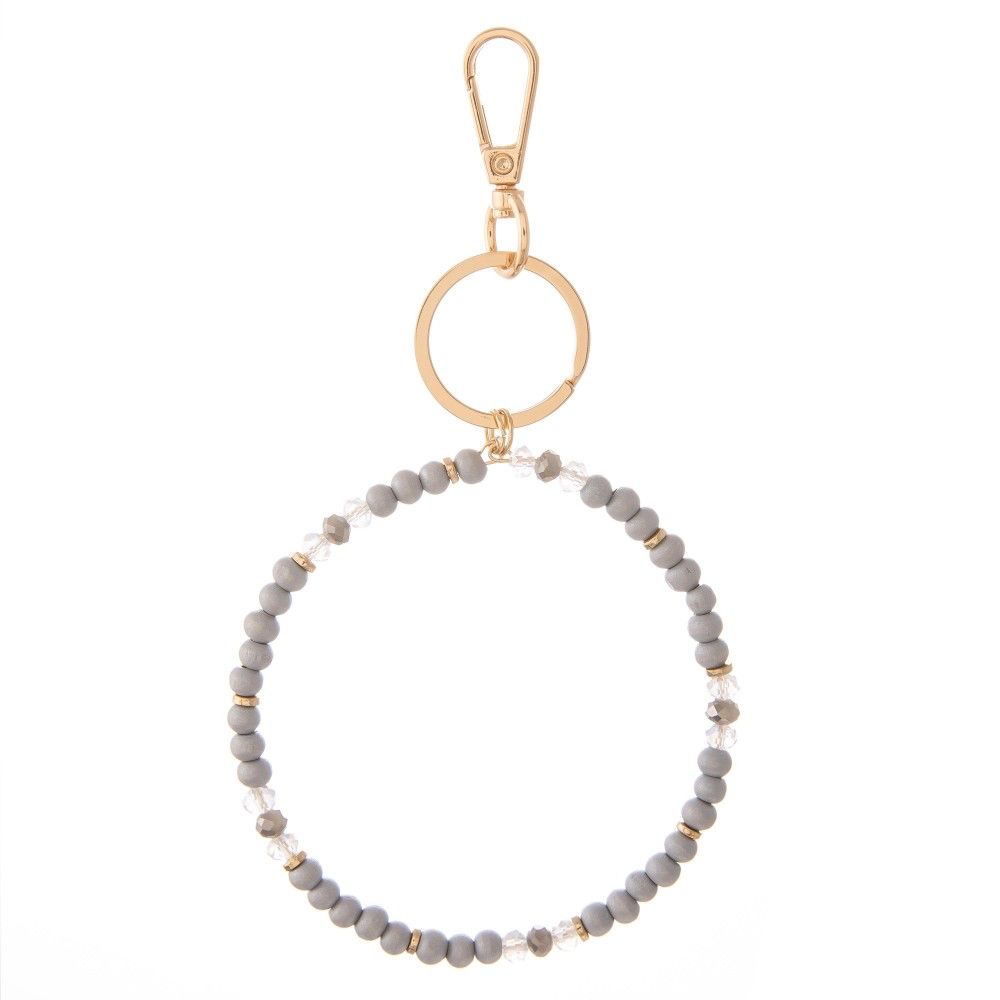 All the Facets &amp; Beads Key Ring, Color: Grey