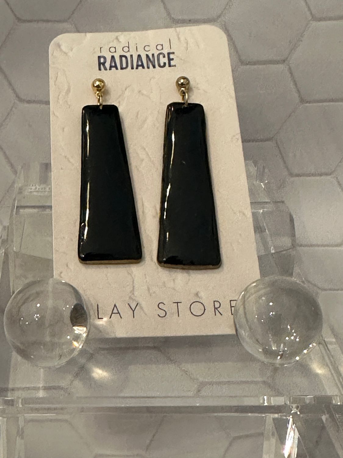 Radical Radiance Clay Store Dangle Earrings, Color: Black &amp; Gold Dangle