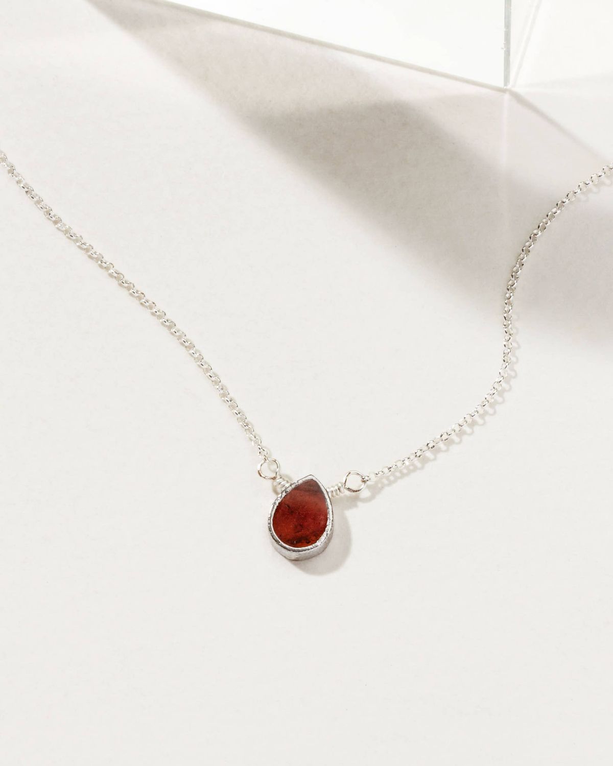 Silver &amp; Garnet Delicate Gemstone Necklace