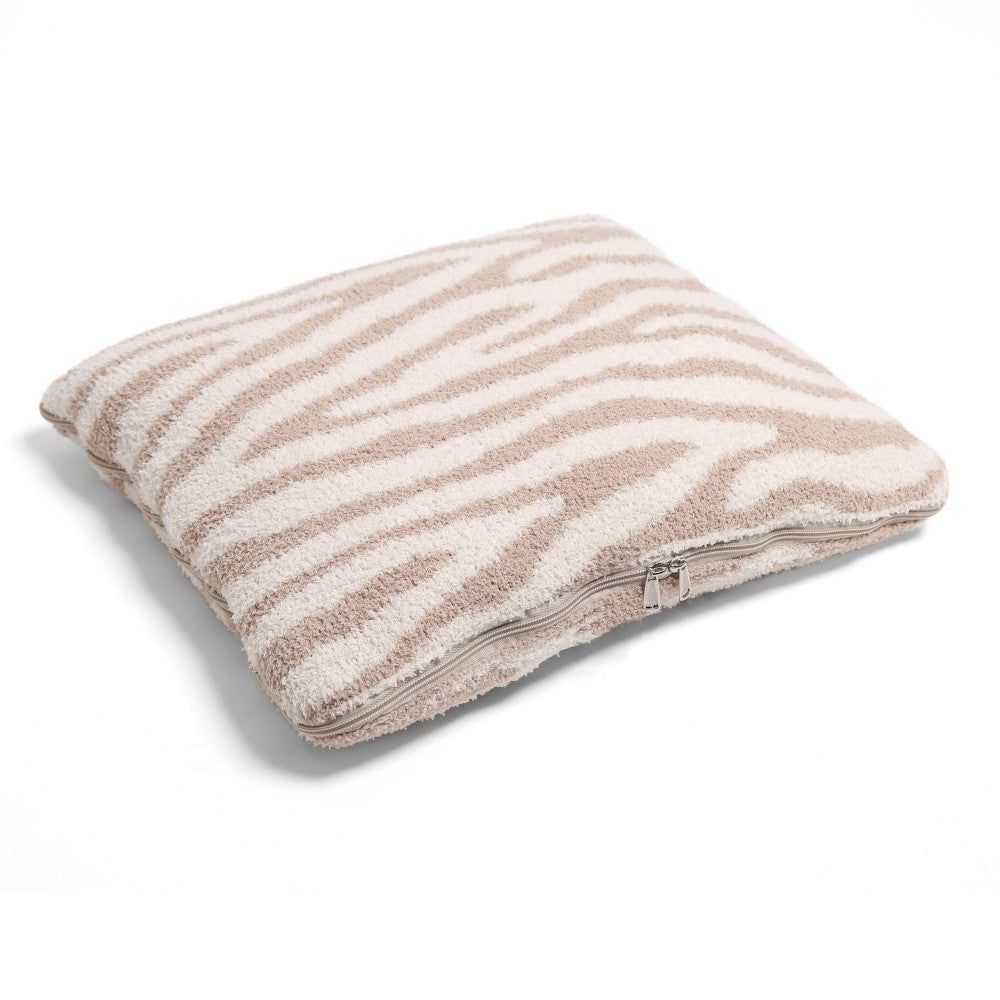 Comfy Luxe 2-in-1 Blanket Pillows, Color: Beige Zebra