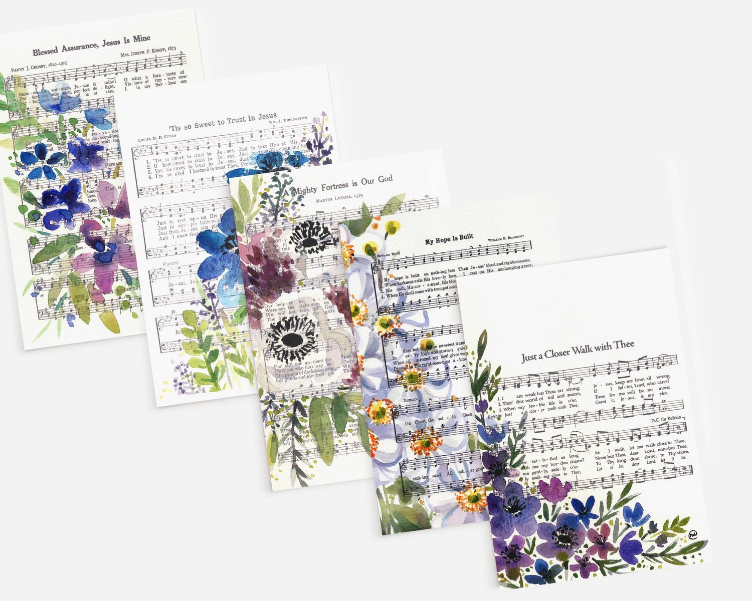 Watercolor Hymn Mini-print/Postcards - Assorted Designs