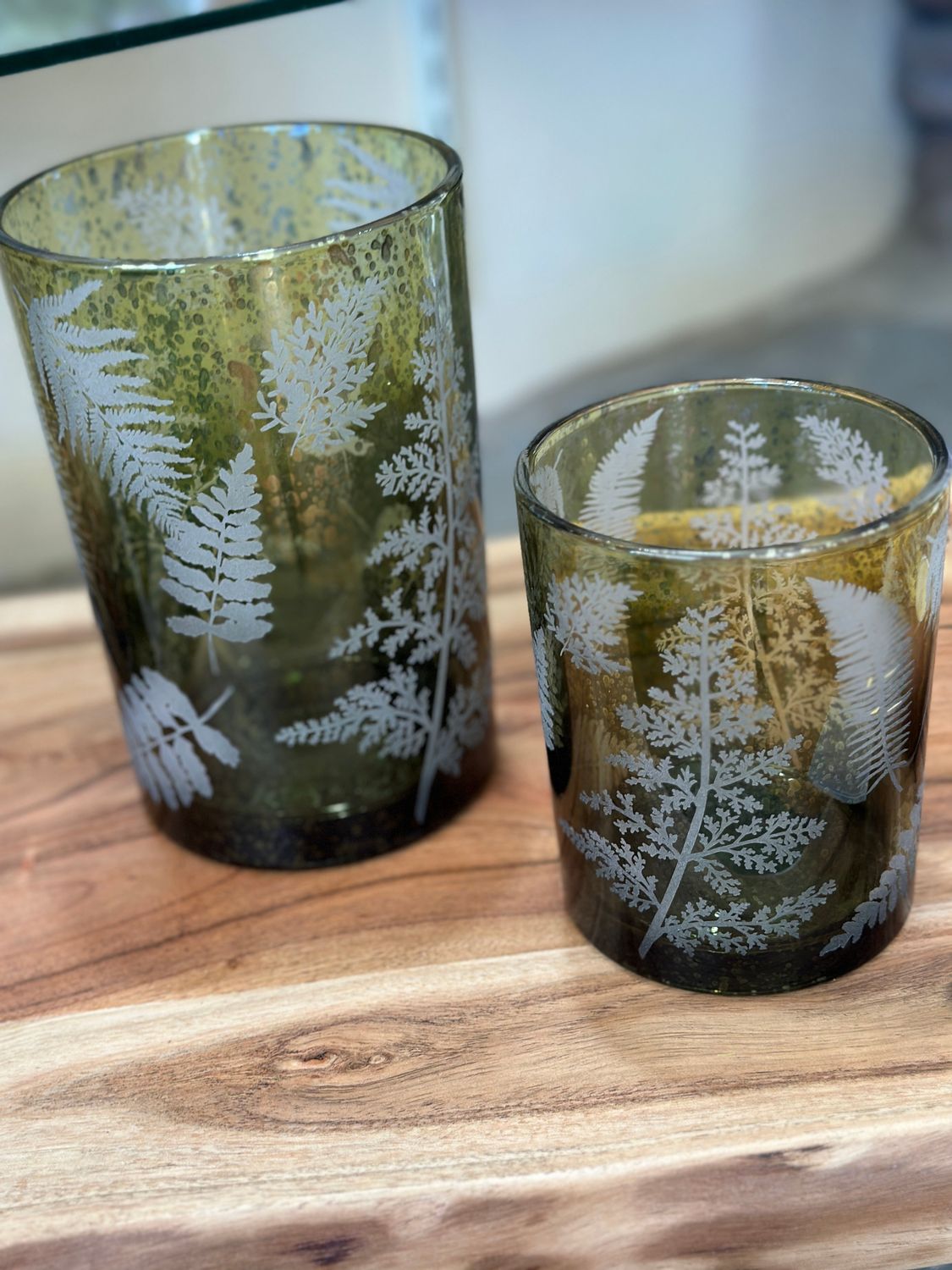 Green Fern Candleholders