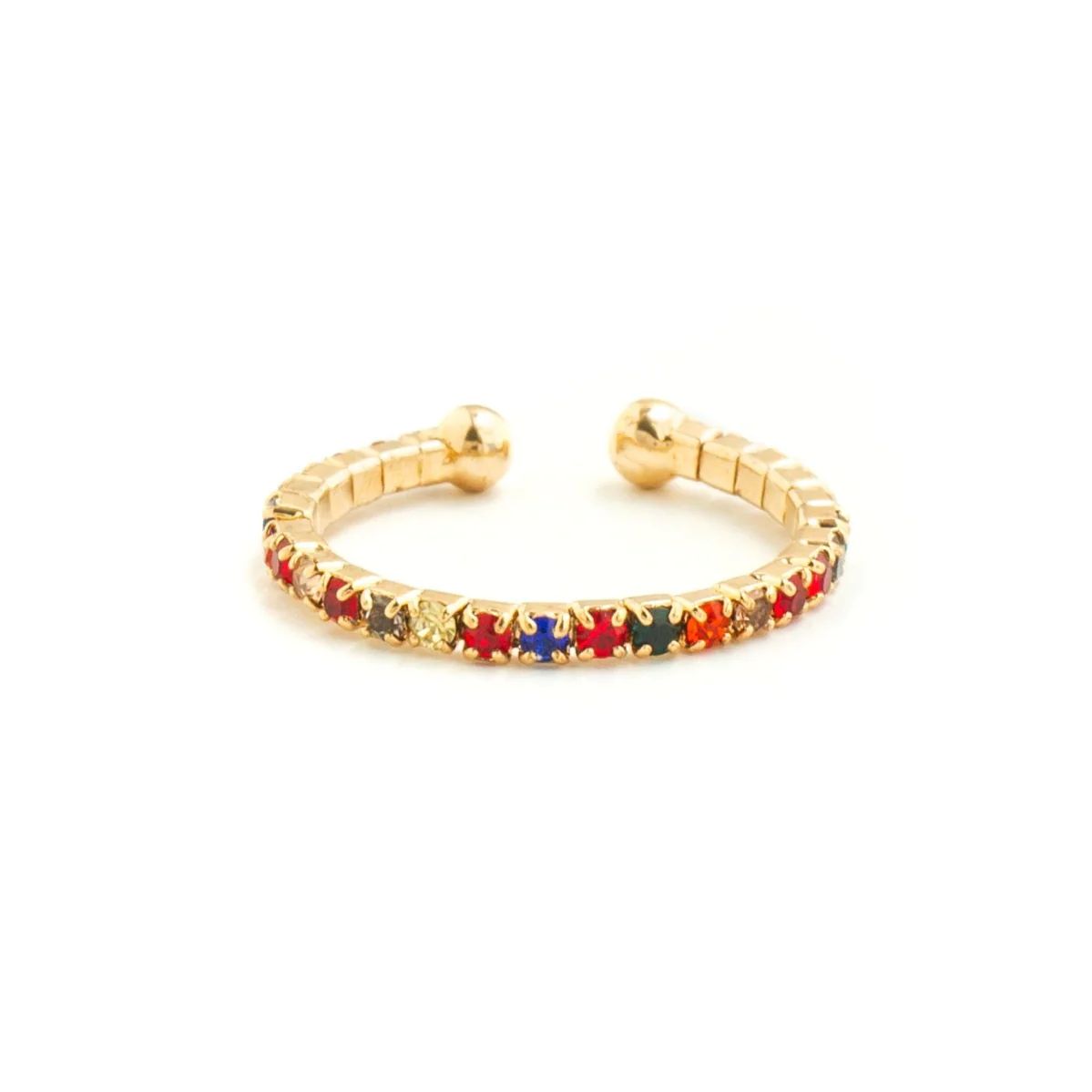 Adjustable Crystal Ring, Color: Gold