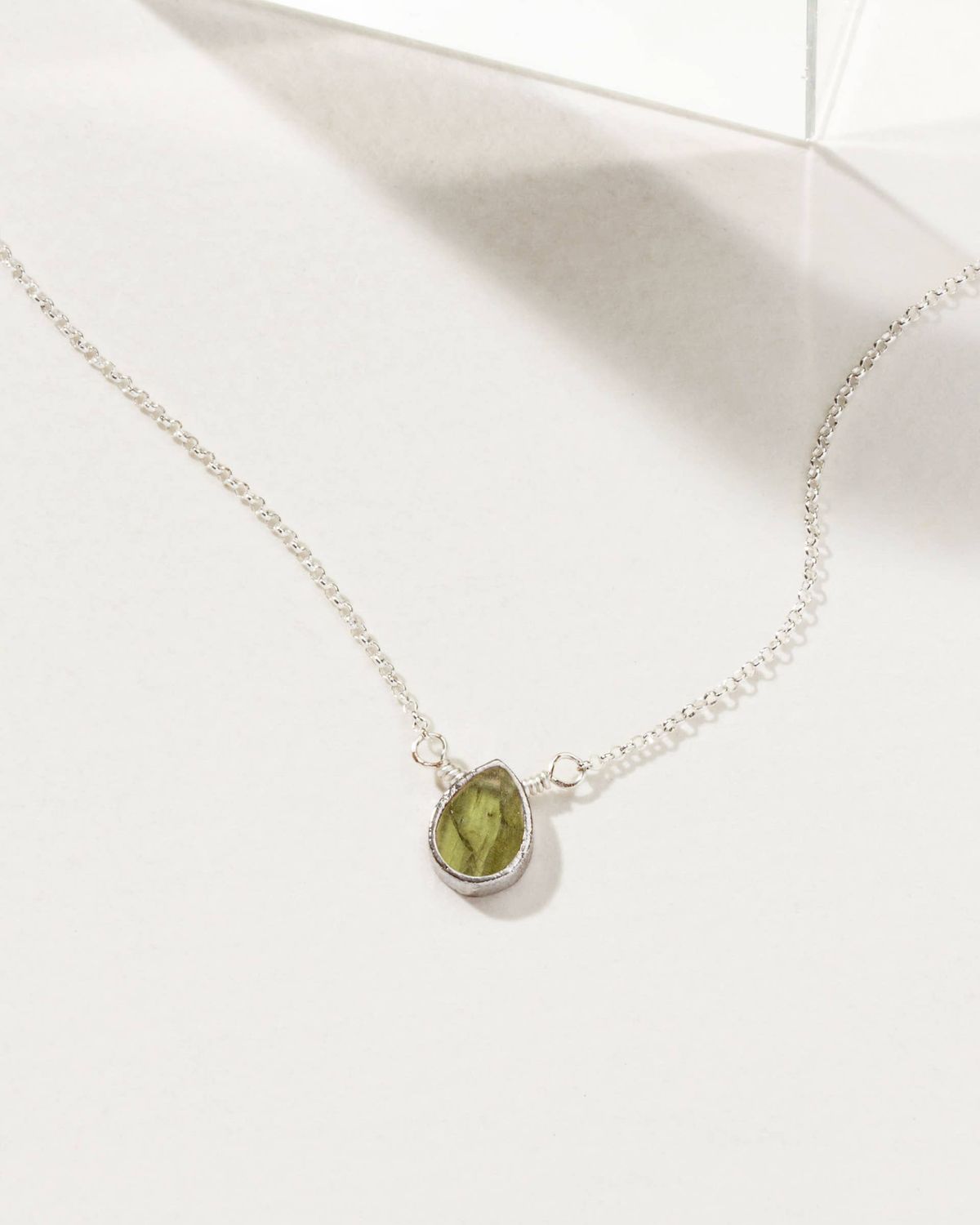 Silver &amp; Peridot Delicate Gemstone Necklace