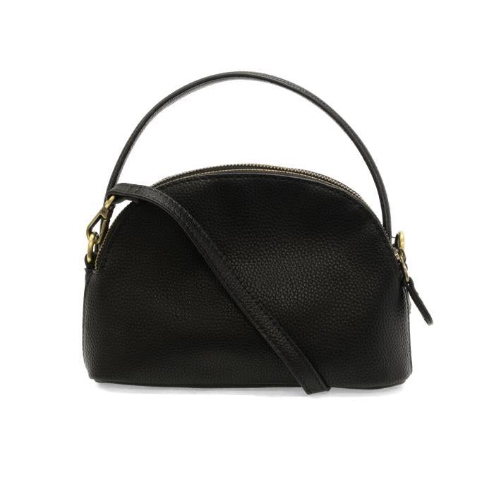 Larissa Double Zip Dome Crossbody, Color: Black
