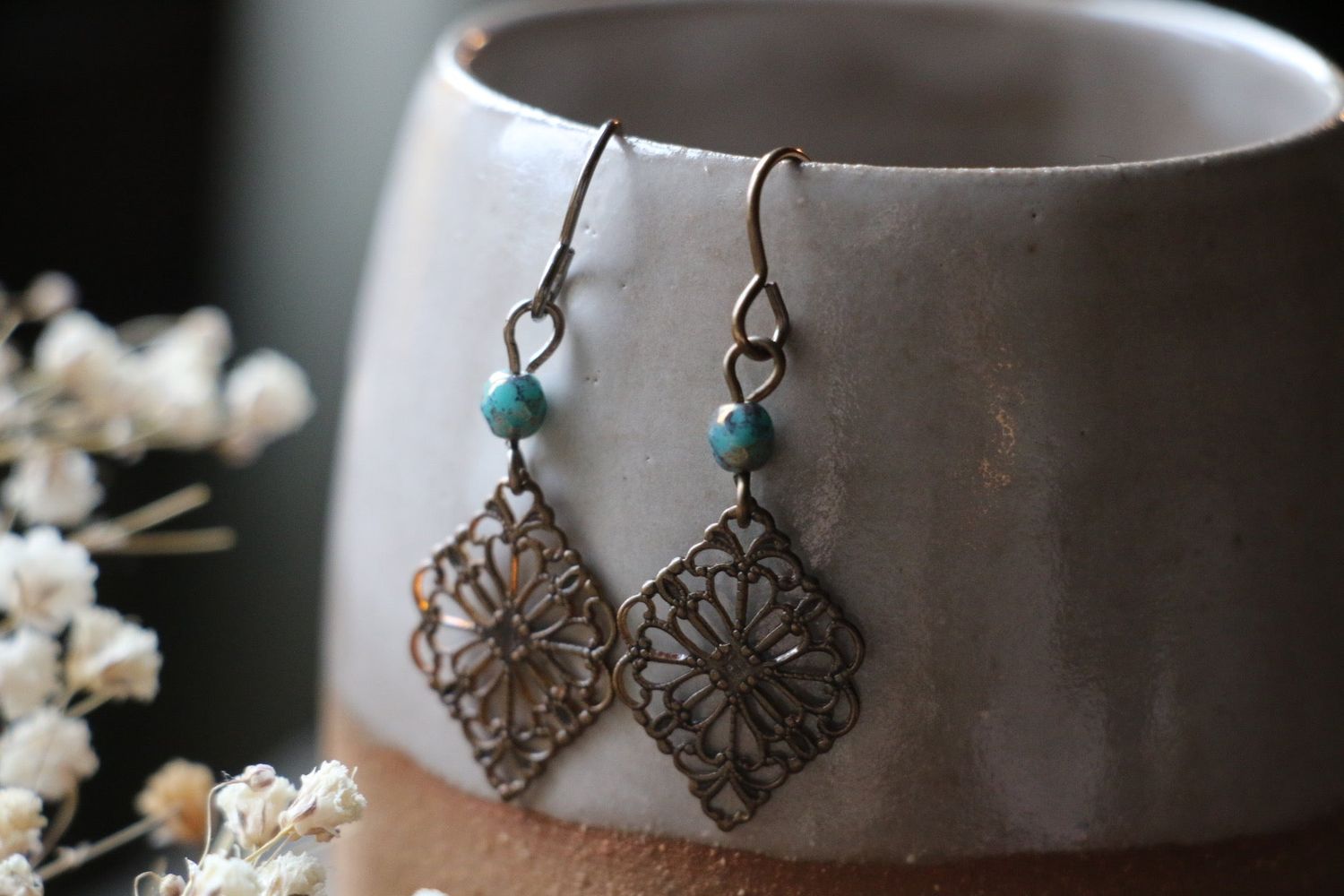 Alisa Earrings in Natural Brass