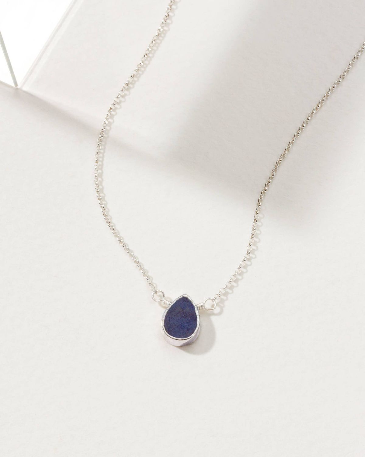 Silver &amp; Sapphire Delicate Gemstone Necklace