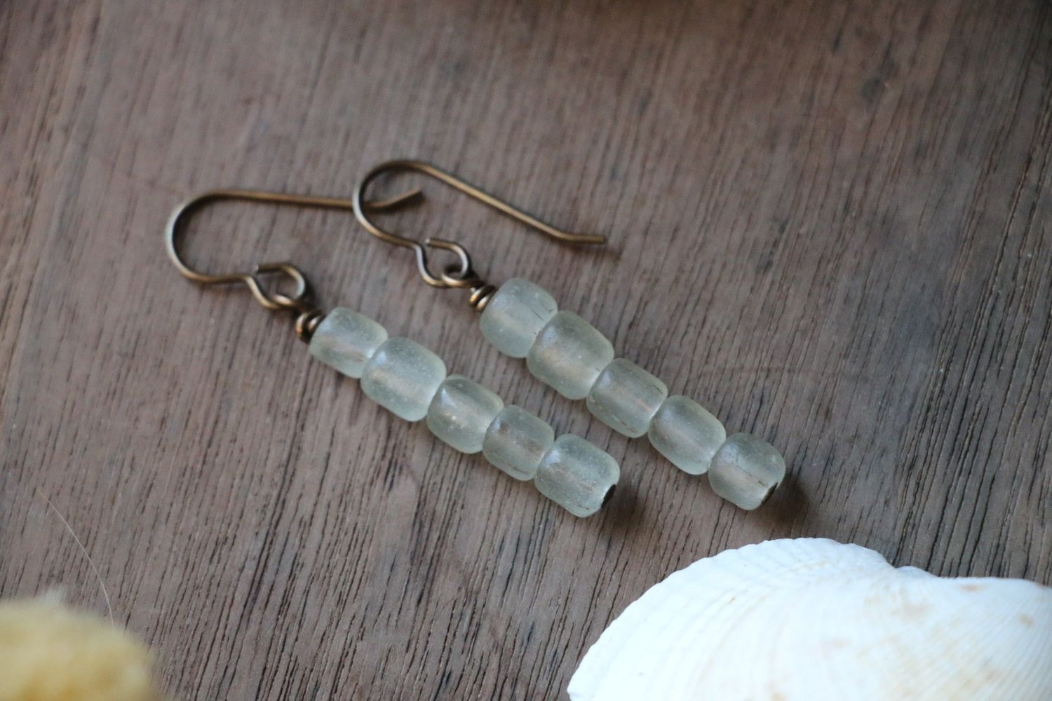 Cali Java Glass Earrings in Natural Brass