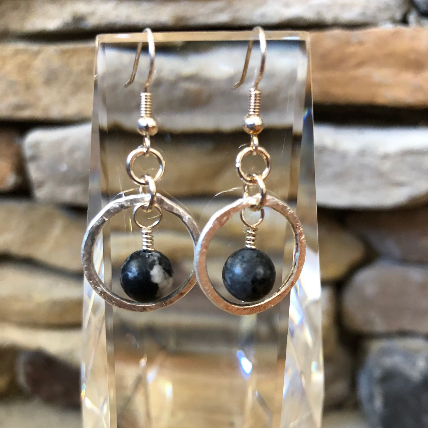 Constance Fine Silver Circle Earrings, Style: Midnight Black Swirl