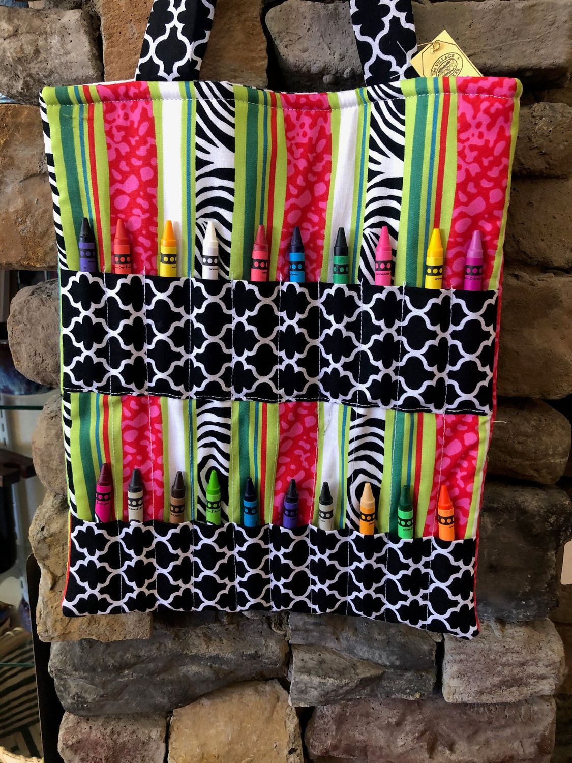 Large Crayon Bag, Title: Animal Pattern Stripes