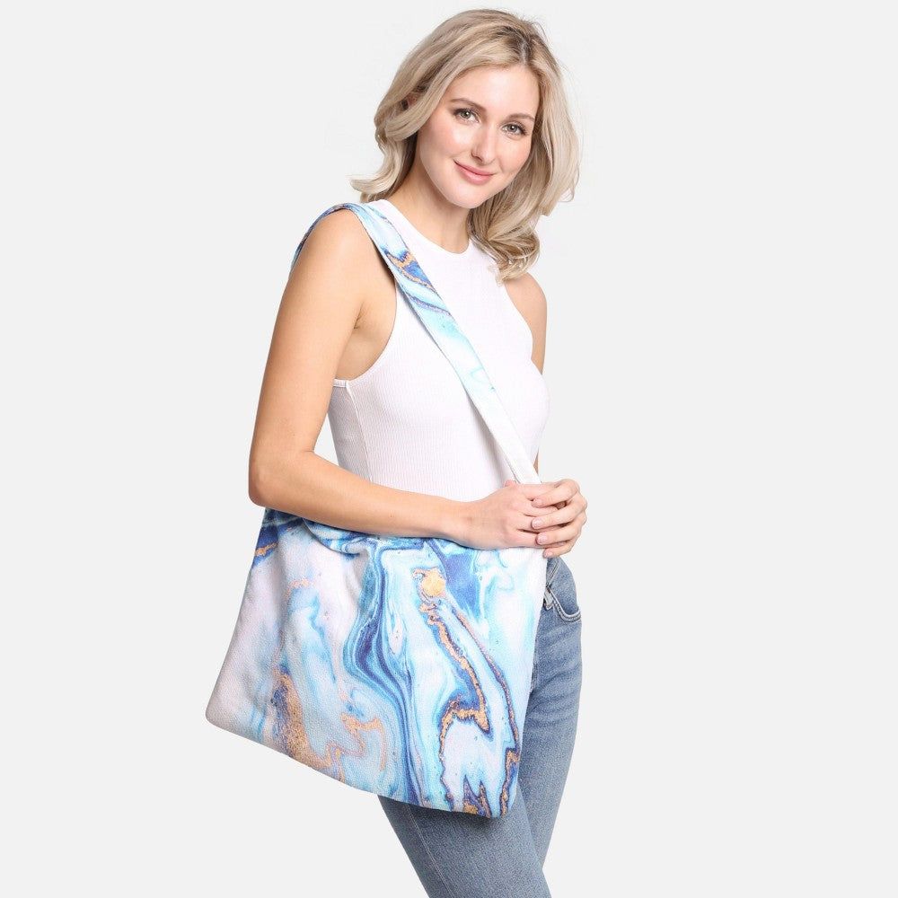 Two-in-One Beach Towel Tote Bag, Style: Marbled