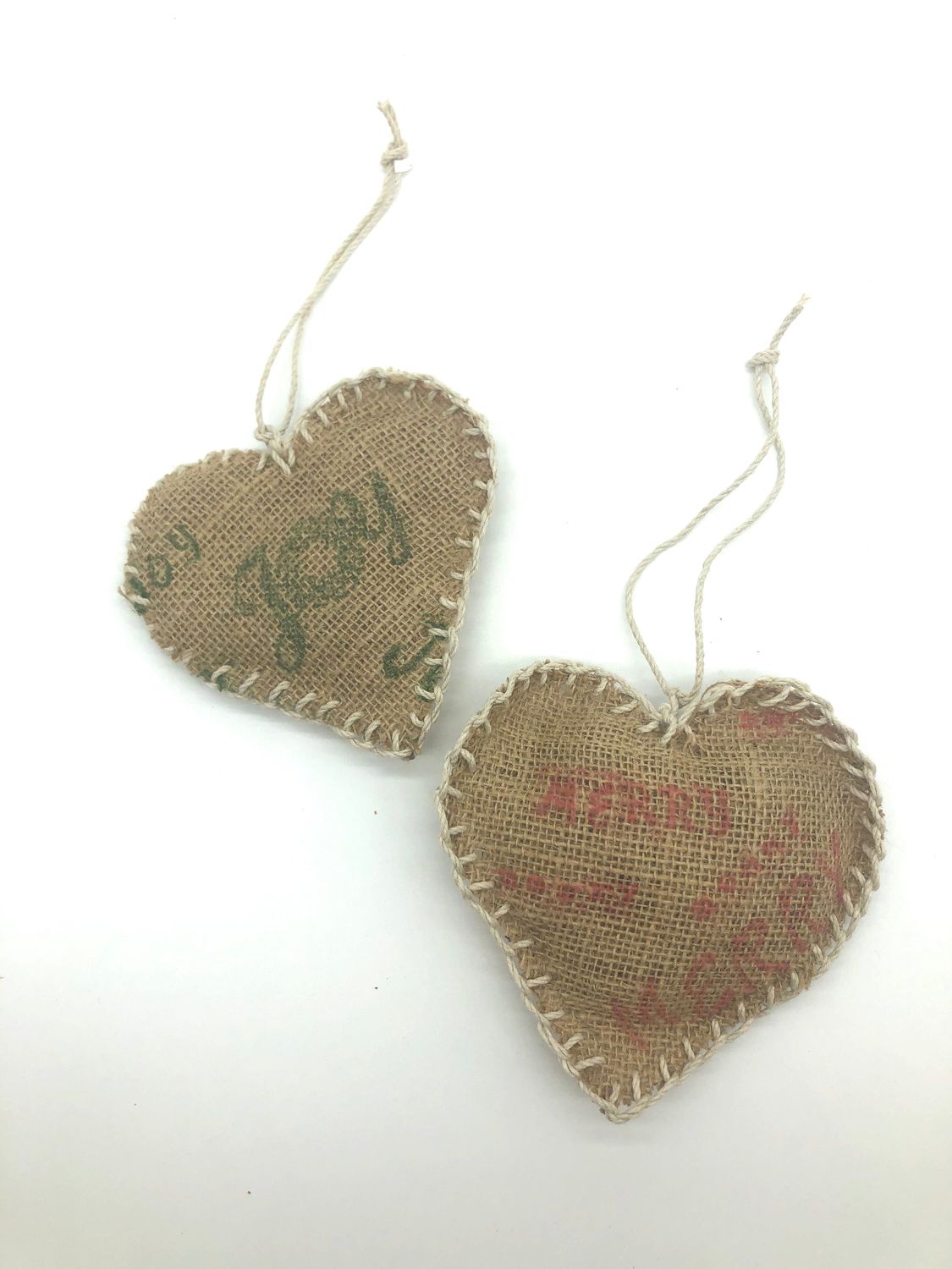 Burlap Heart Ornaments