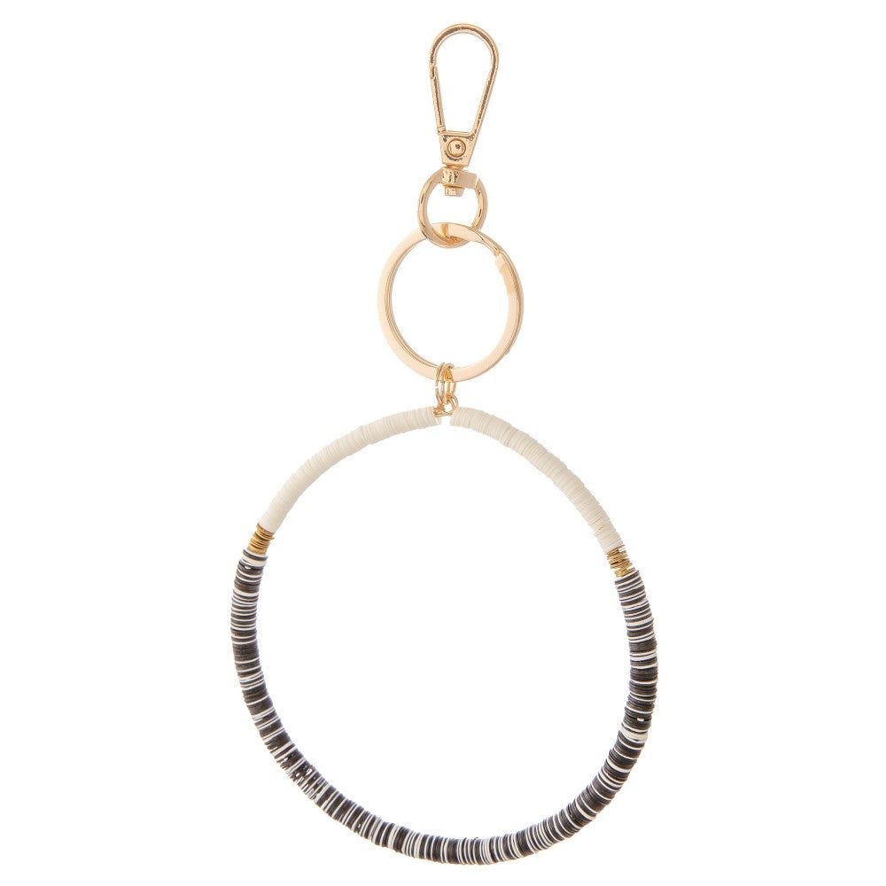 All the Sequins Beaded Key Ring, Color: Black