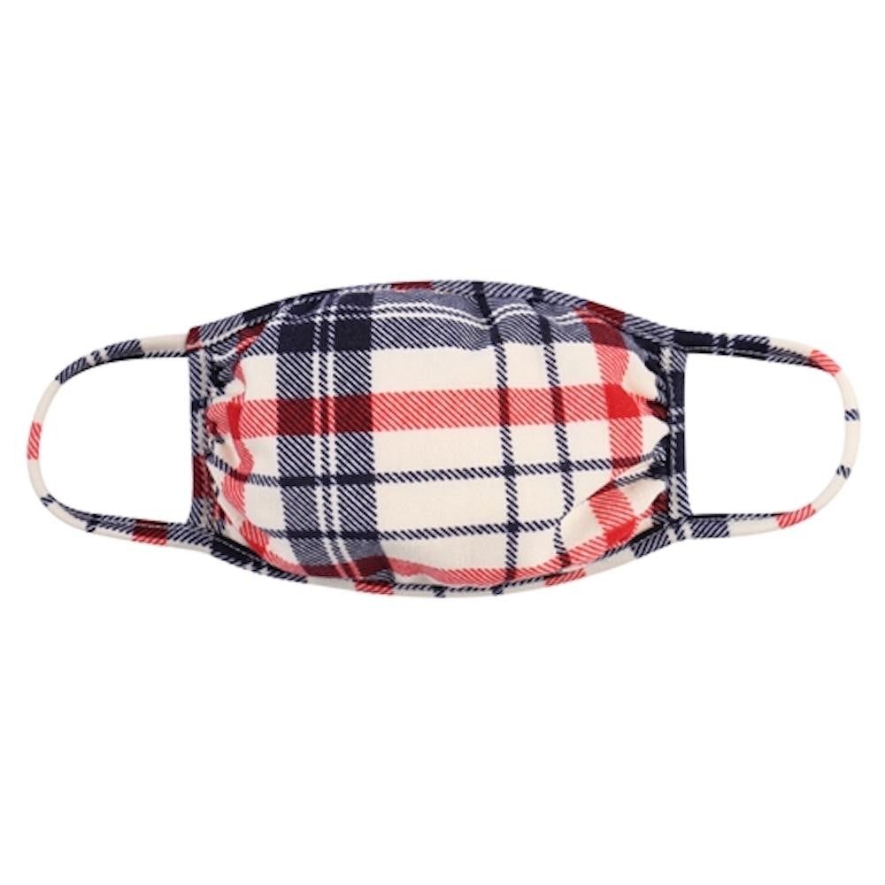 Assorted Adults Reusable Plaid Print T-Shirt Cloth Face Masks, Style: 1