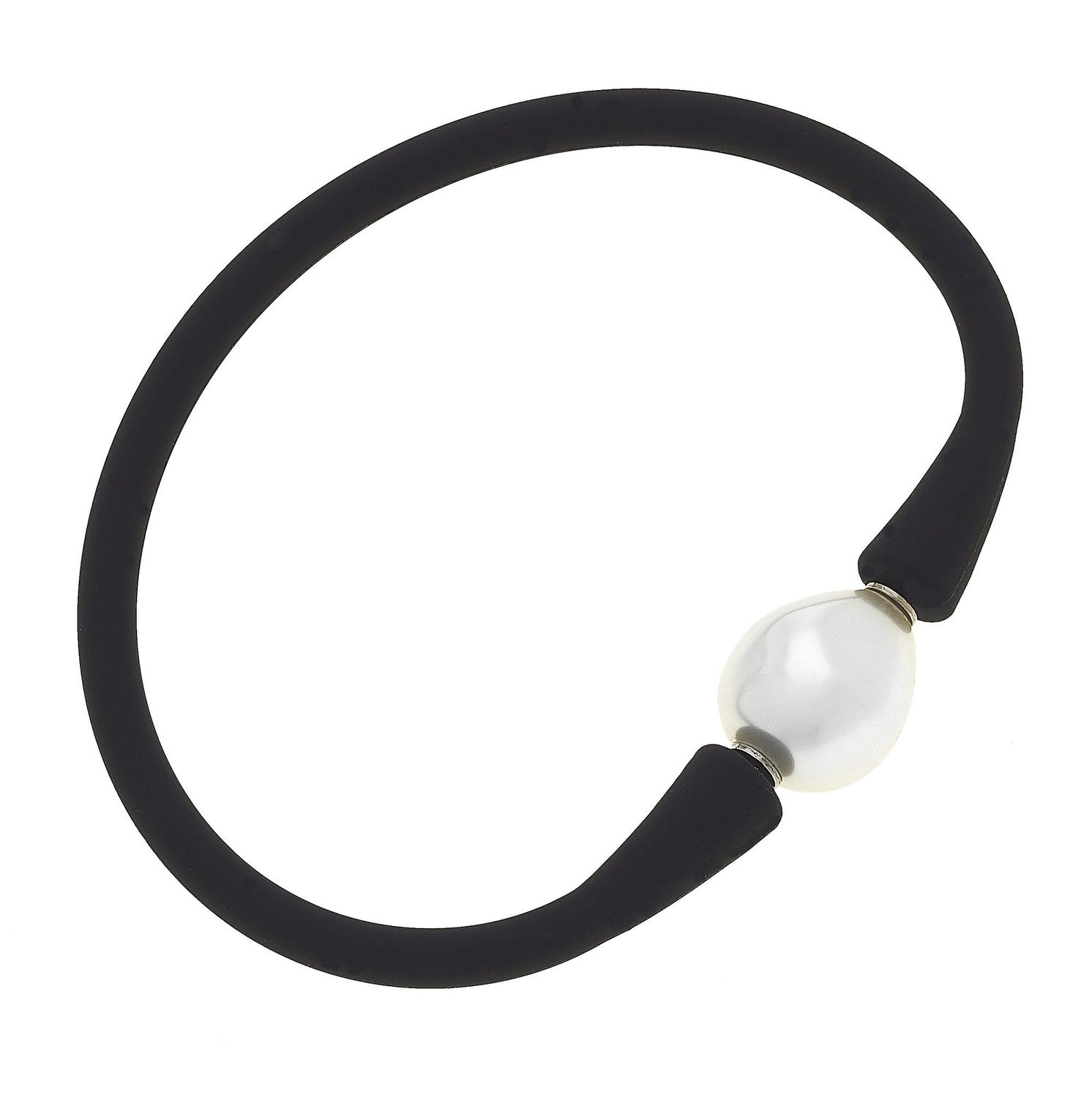 SALE-Gigi Baroque Pearl Silicone Bracelet, Color: Black