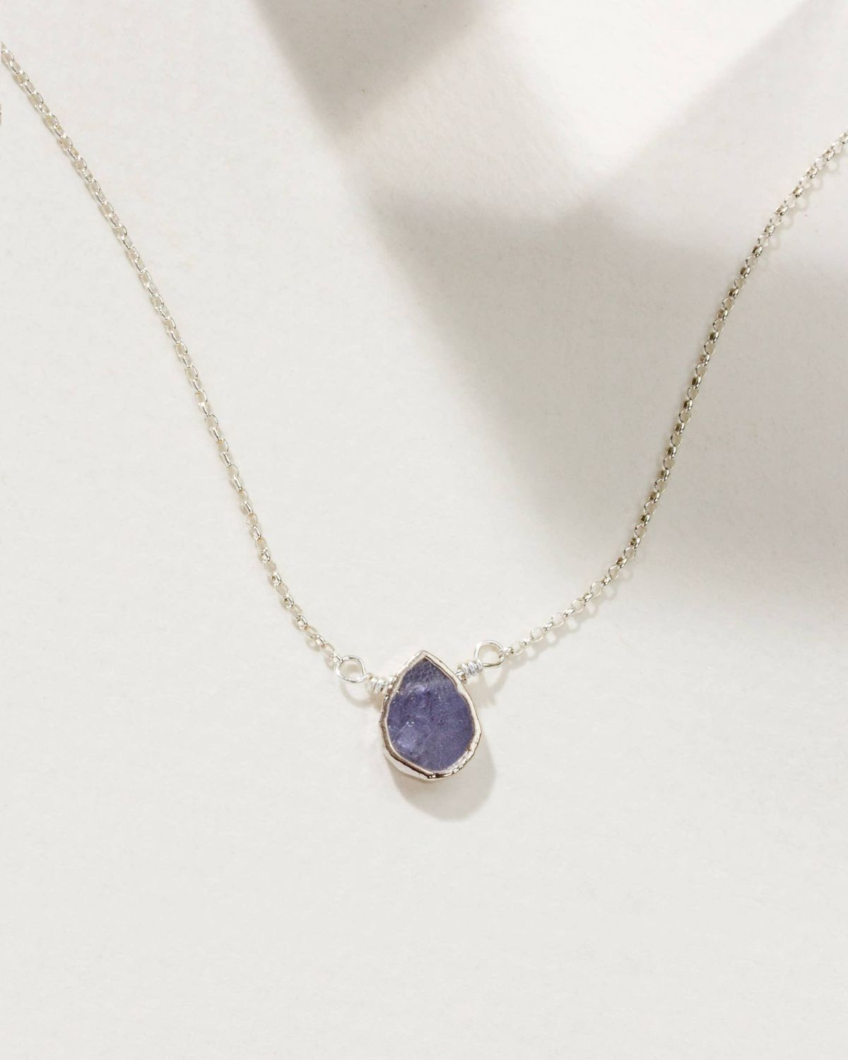 Silver &amp; Tanzanite Delicate Gemstone Necklace