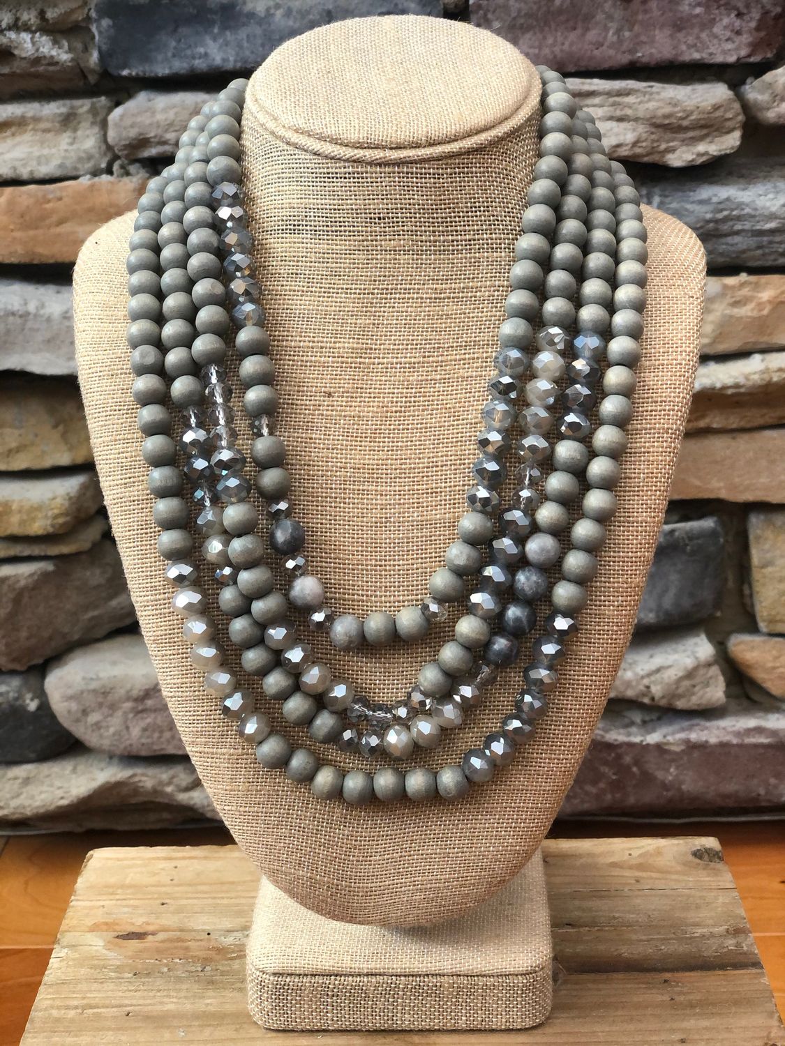 Morgan Layered Statement Necklace, Color: Grey