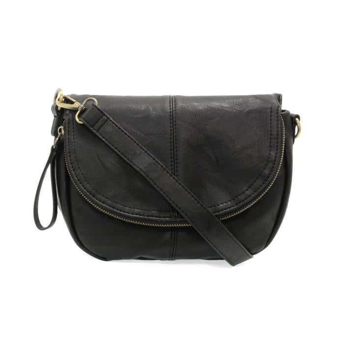Helene Small Saddle Crossbody, Color: Black