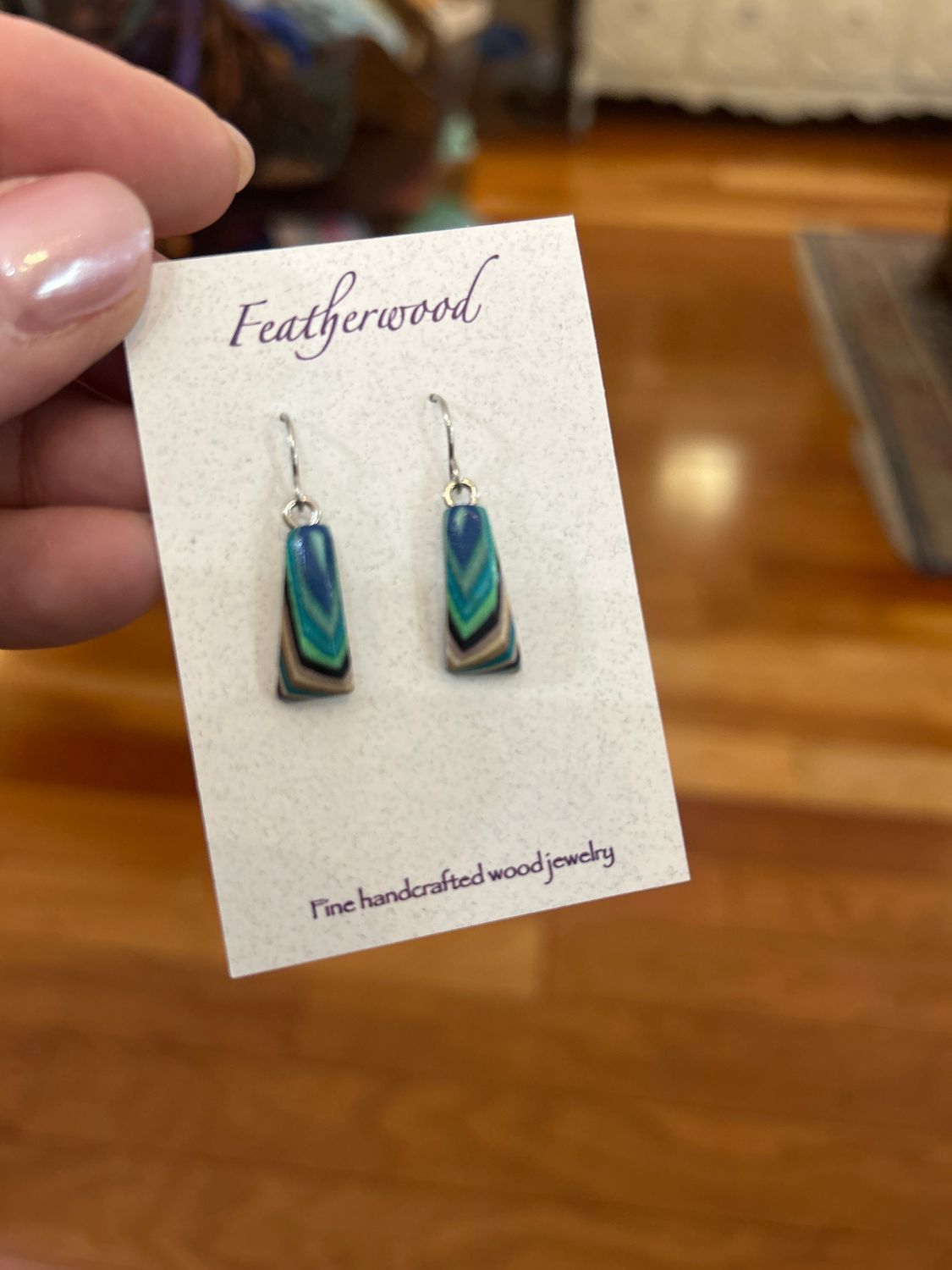 Tiny Triangle Featherwood Earrings