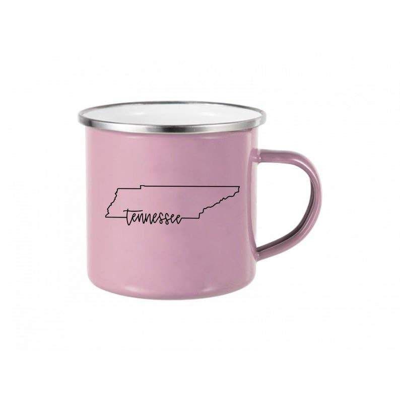 Tennessee State Enamel Mug, Color: Dusty Rose
