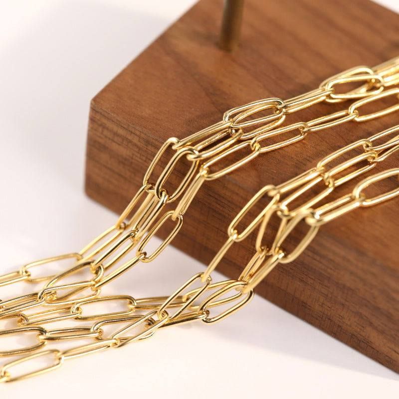 18K Gold Water Resistant/Non-Tarnish Paperclip Chain