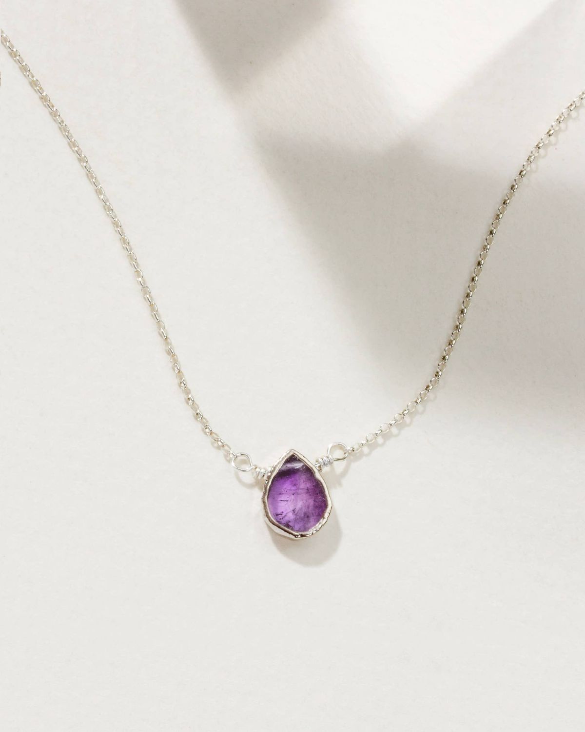 Silver &amp; Amethyst Delicate Gemstone Necklace