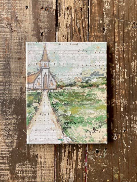hand painted church print