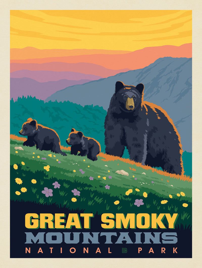 Great Smoky Mountains Romping Cubs Art Print