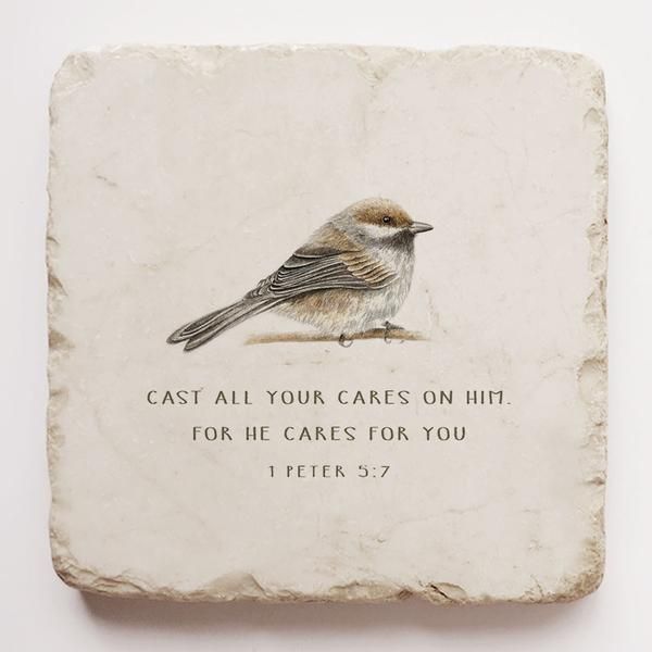 1 Peter 5:7 Stone- Cast your cares on Him for he cares for you