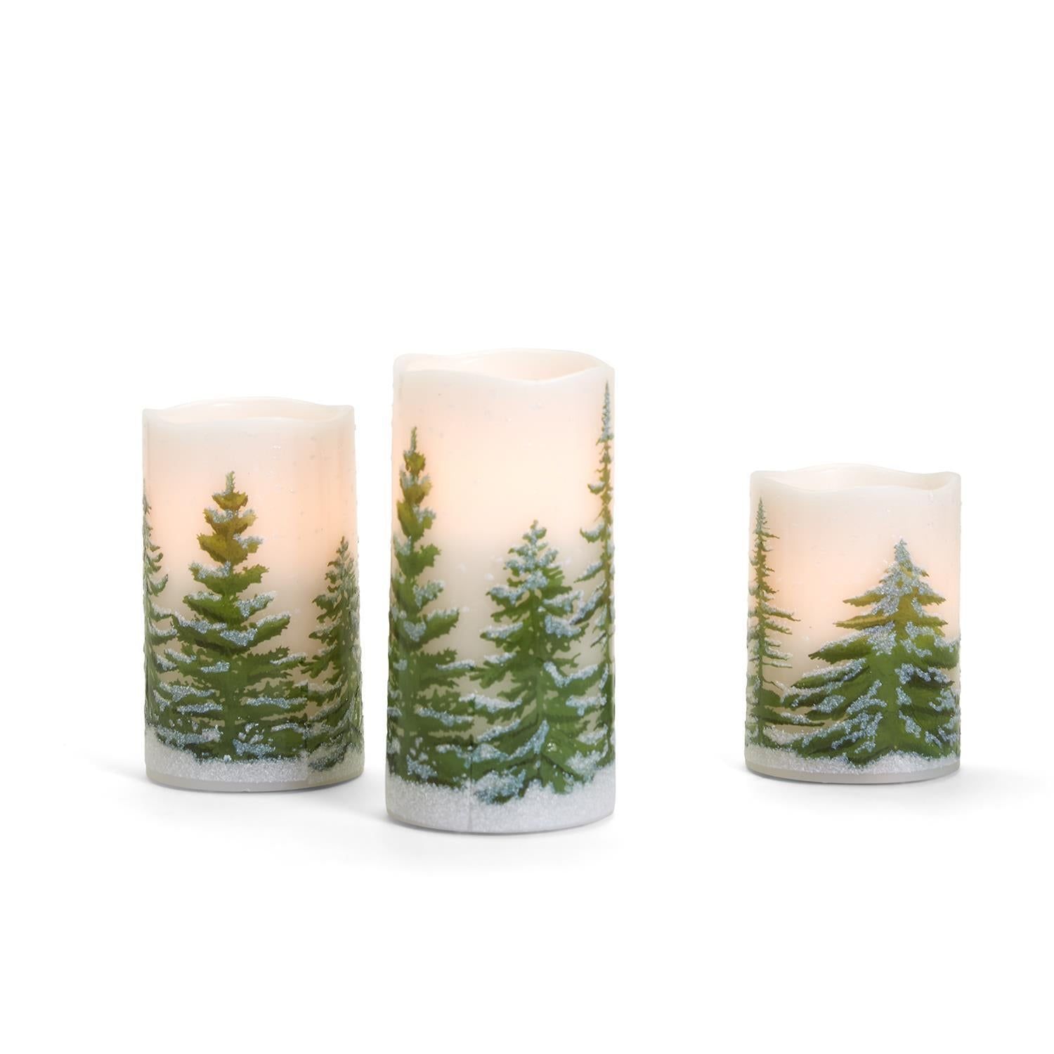 LED Flickering Fir Candles