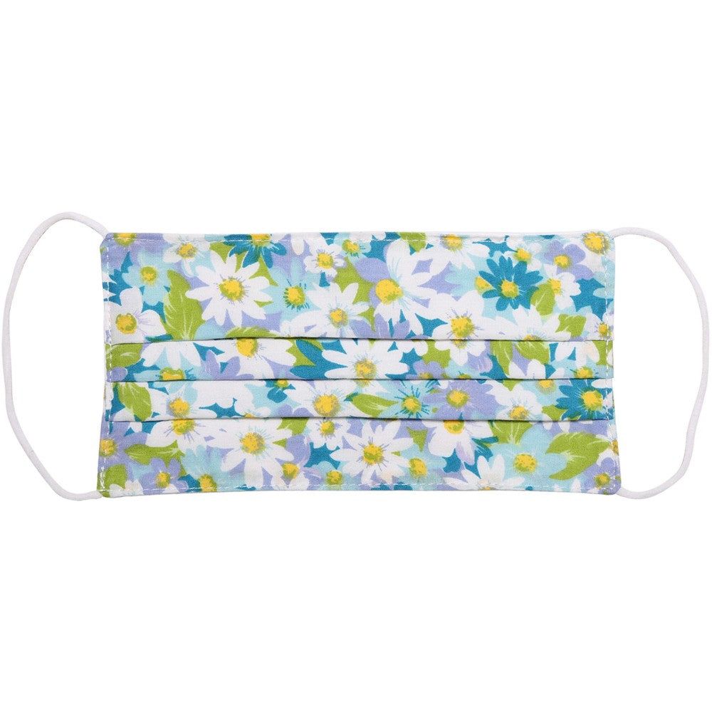 Pleated Face Masks with Ear Loop, Style: Blue/Green Floral