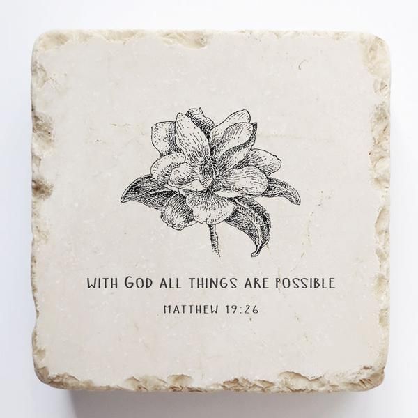 Matthew 19:26 Stone- With God all things are possible, Size: Small