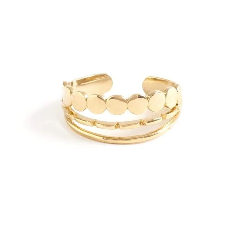 Triple Row Adjustable Ring, Color: Gold
