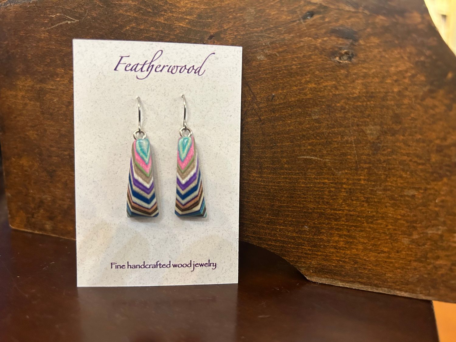 Short Triangle Featherwood Earrings