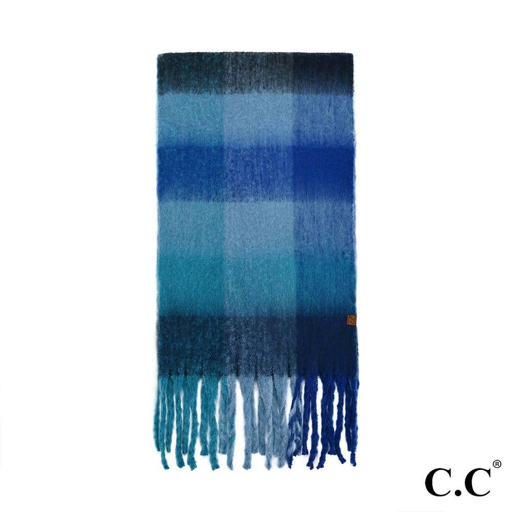 Multi Color Checkered Pattern Woven Scarf, Style: Blues