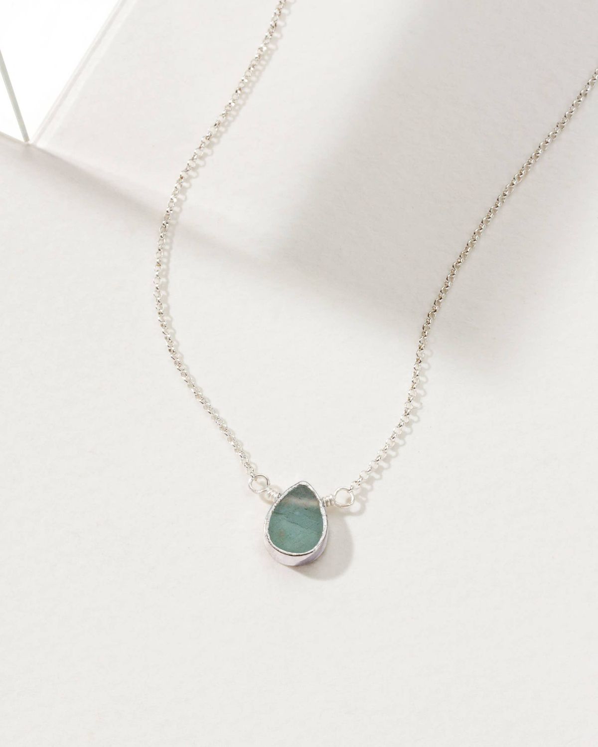 Silver &amp; Aquamarine Delicate Gemstone Necklace